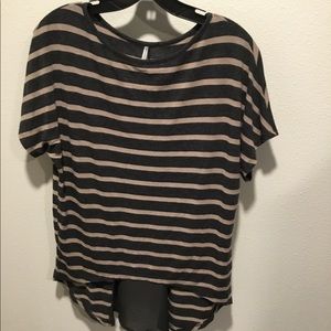 Super cute striped top with open cut out back
